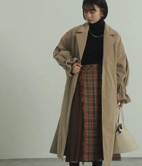 【低身長向けサイズ】チェック プリーツ巻き スカート 83847