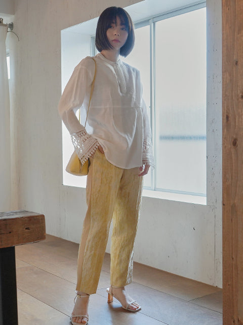 【低身長向けサイズ】サイド切替ジャカードテーパードパンツ 83876