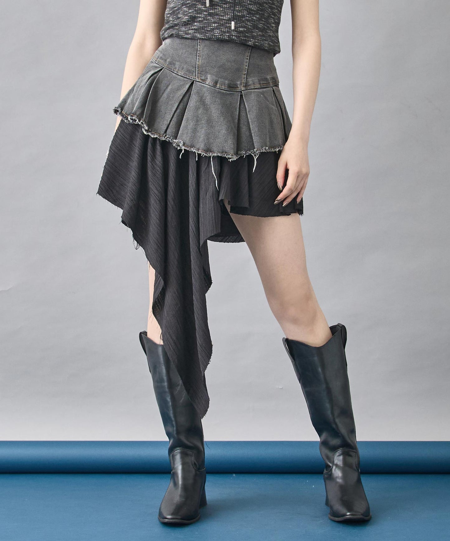 アシメ ドッキング デニム スカート 151-5838