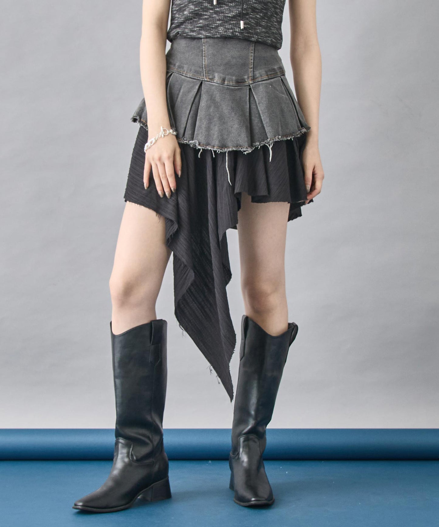 アシメ ドッキング デニム スカート 151-5838