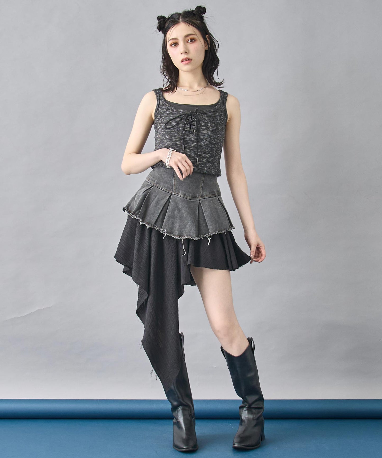 アシメ ドッキング デニム スカート 151-5838