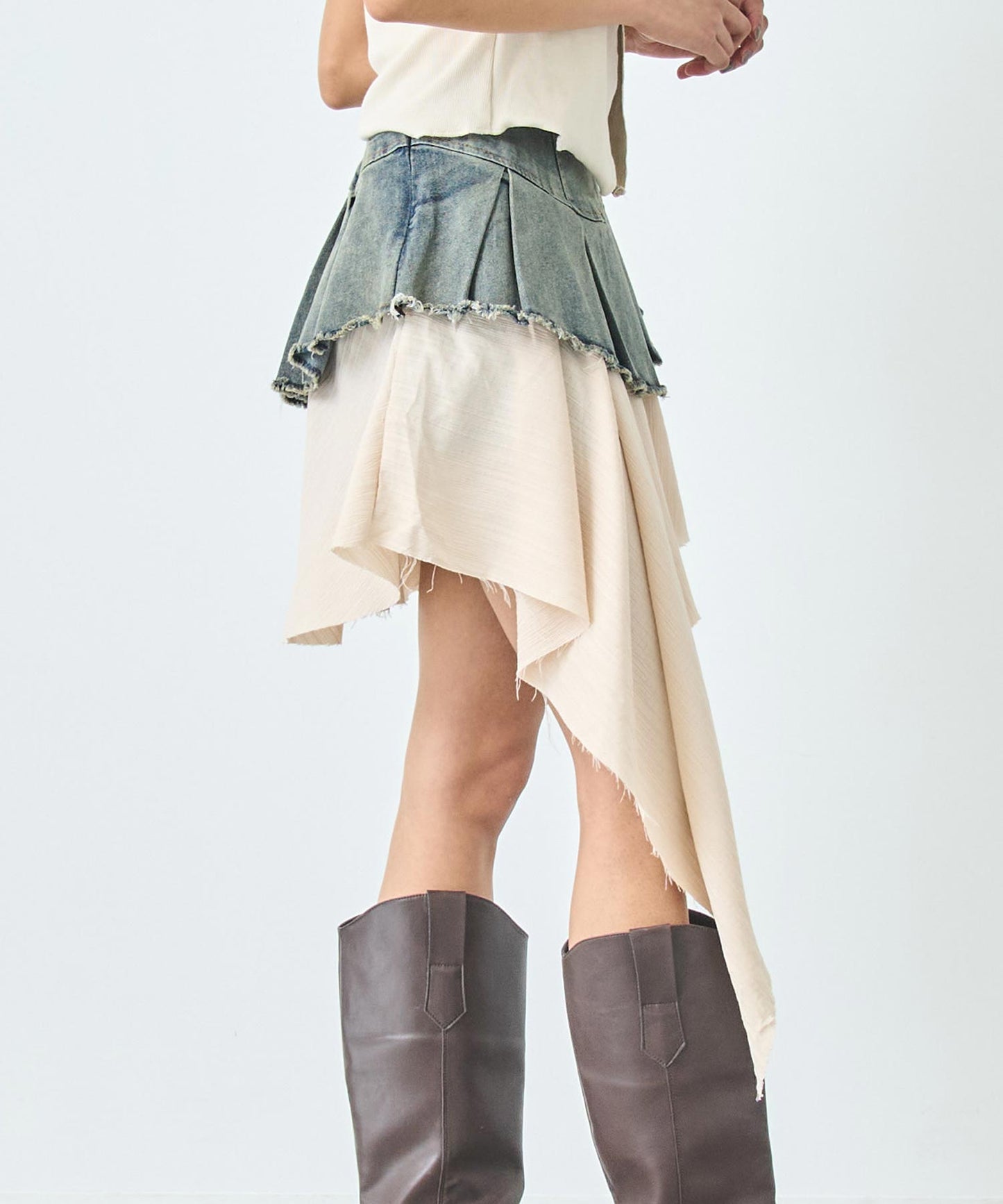 アシメ ドッキング デニム スカート 151-5838