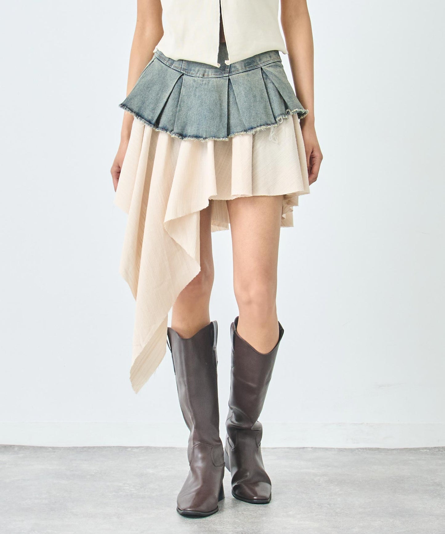 アシメ ドッキング デニム スカート 151-5838