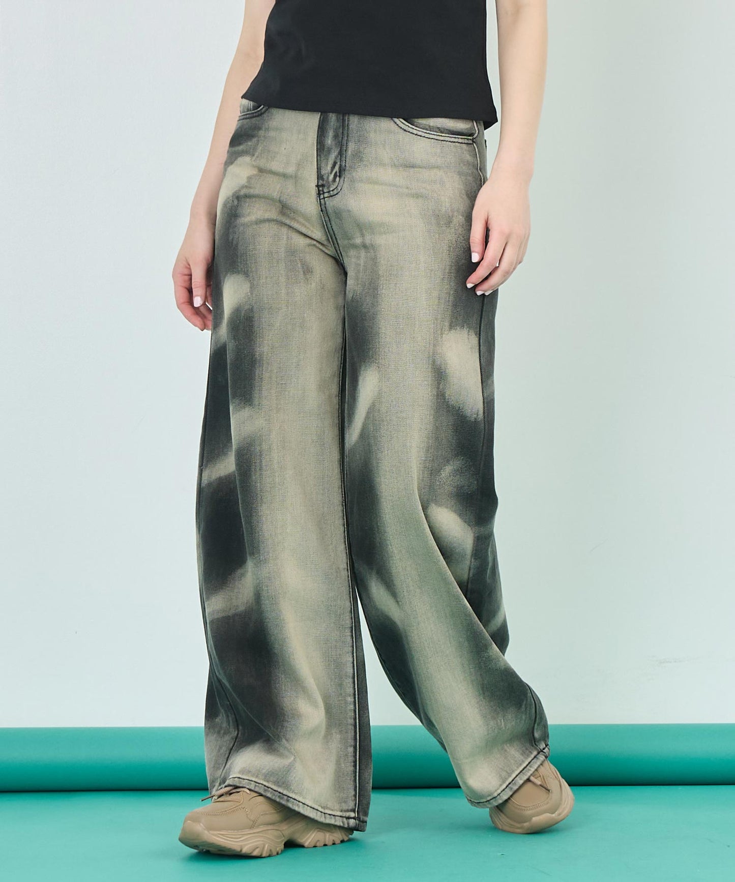 オーバーダイ ライン ヴィンテージ ブリーチ デニム パンツ 152-5761