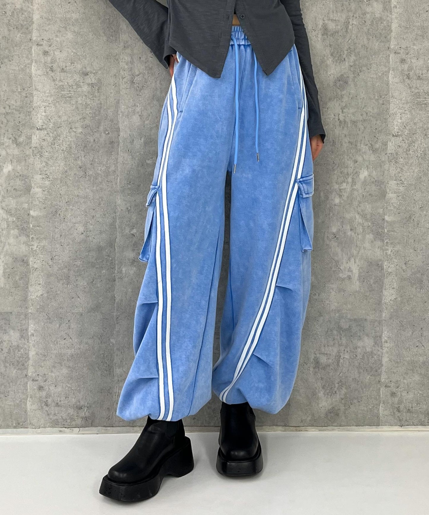 ウォッシュ加工 ライン スウェット カーゴパンツ 152-5807