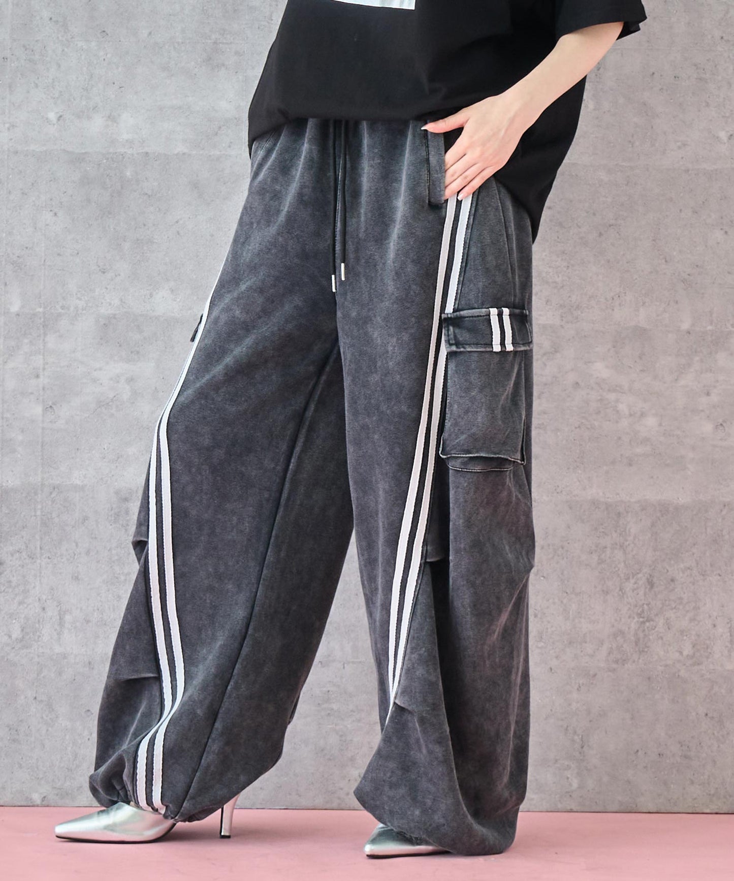 ウォッシュ加工 ライン スウェット カーゴパンツ 152-5807