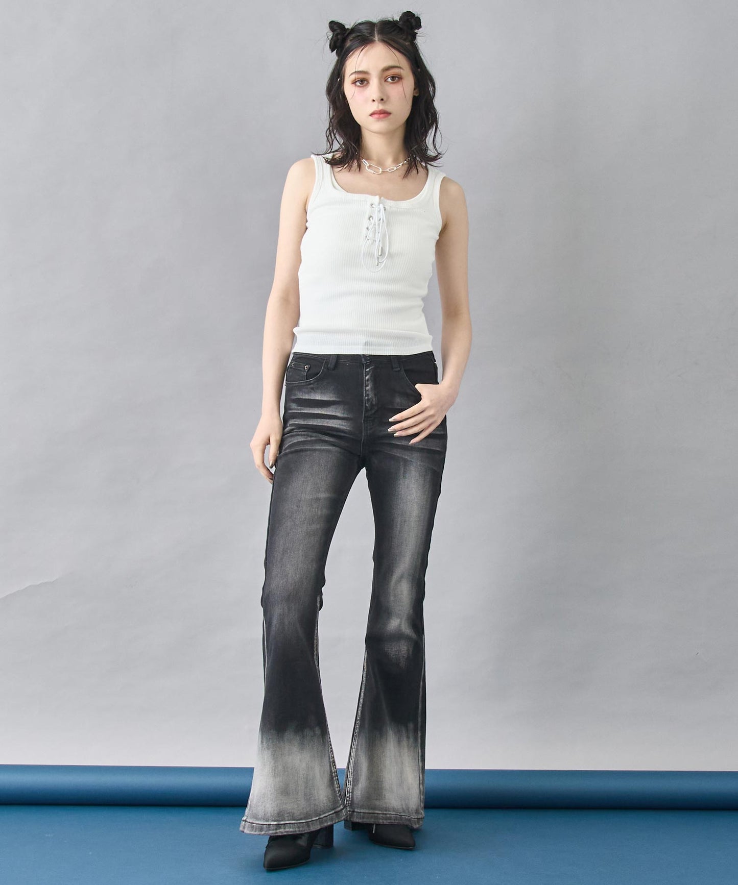 ストレッチ フレア デニム パンツ 152-5829