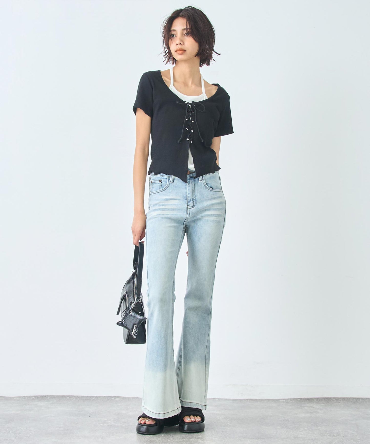 ストレッチ フレア デニム パンツ 152-5829