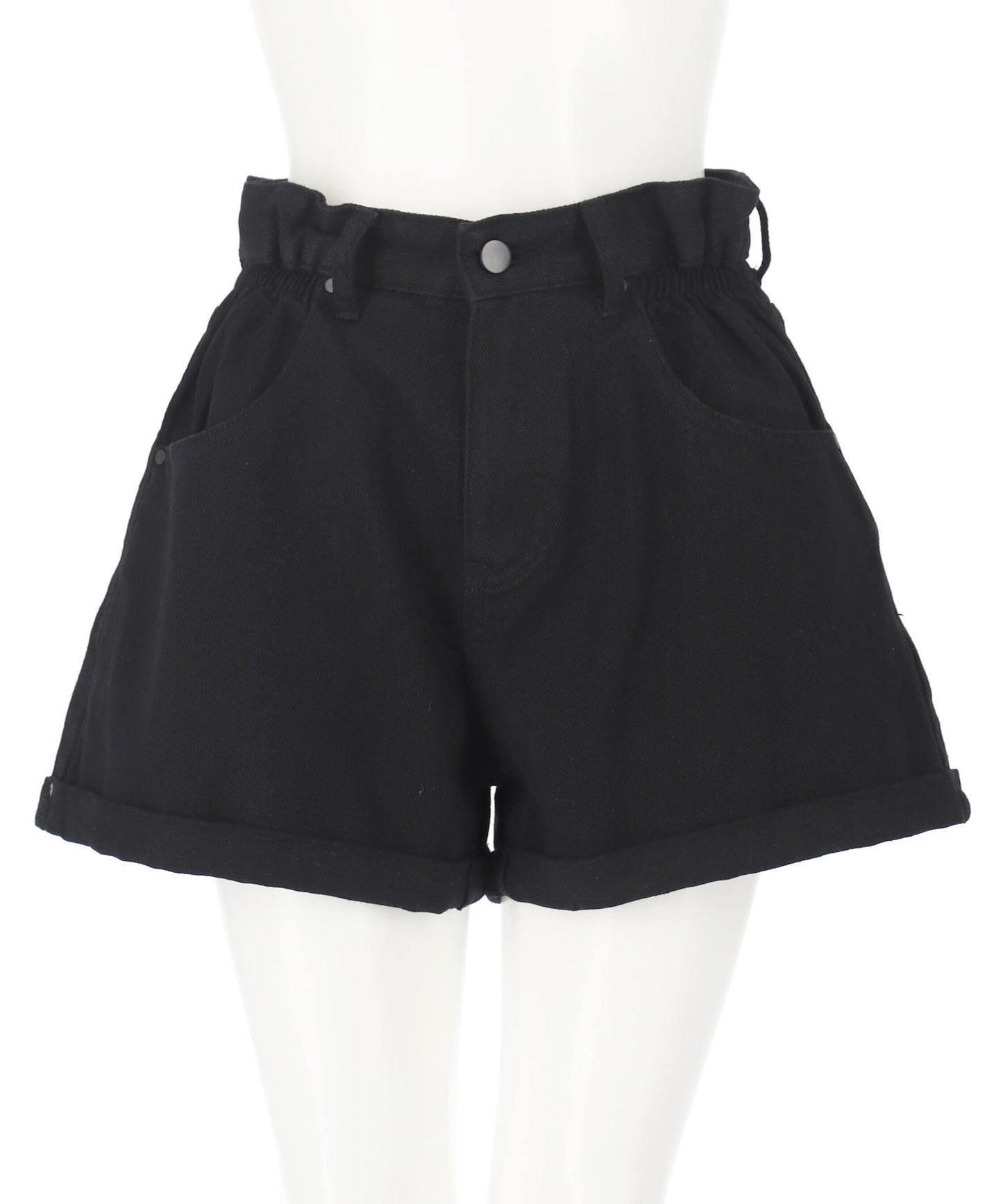 ベルト付き ロールアップ ウエスト ギャザー ツイル ショート パンツ 152-5833