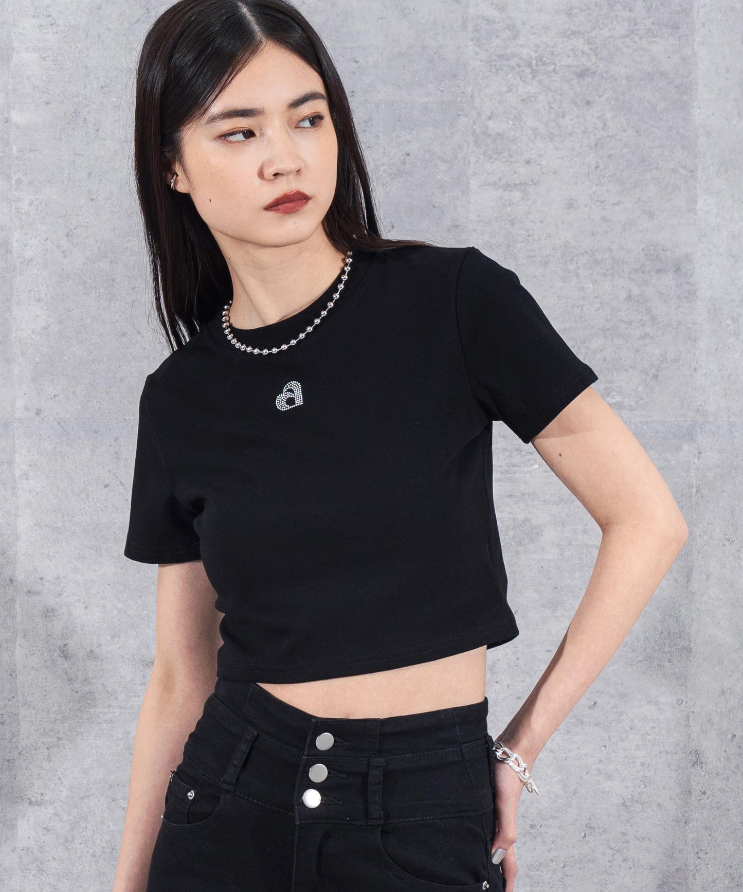 ラインストーン ロゴ ミニ Tシャツ 153-5657