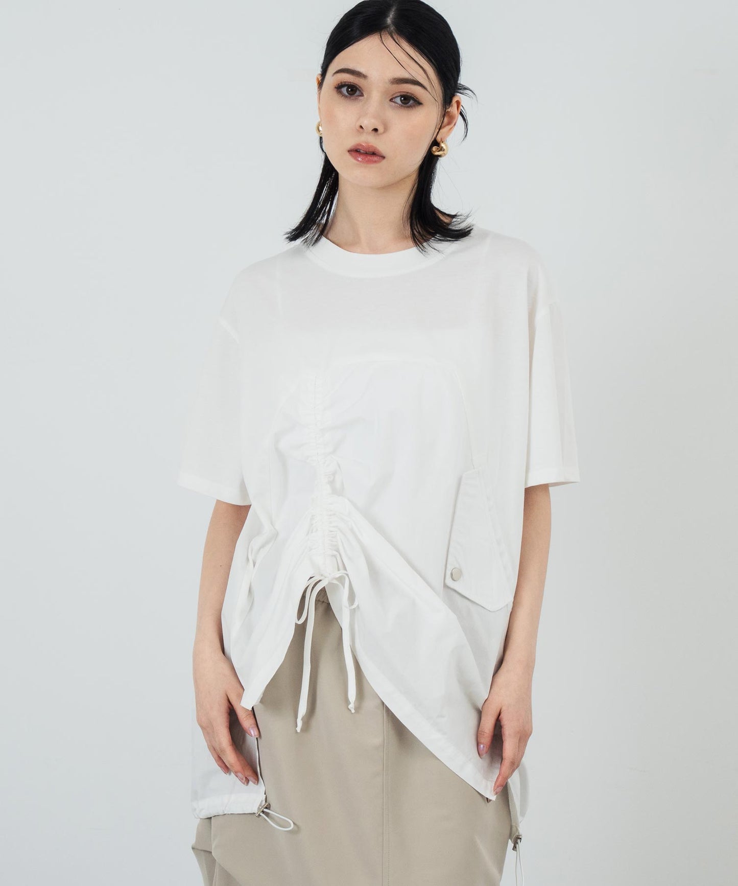 ドロスト ドッキング デザイン Tシャツ 153-5701
