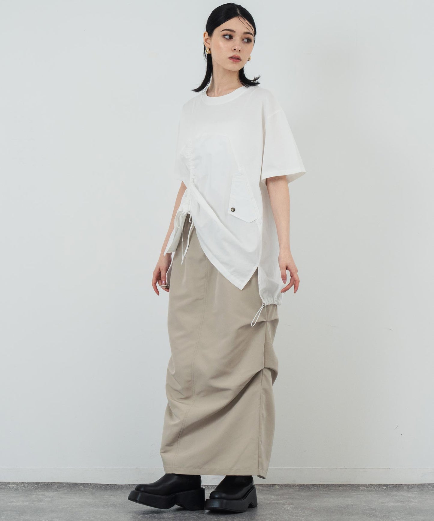ドロスト ドッキング デザイン Tシャツ 153-5701