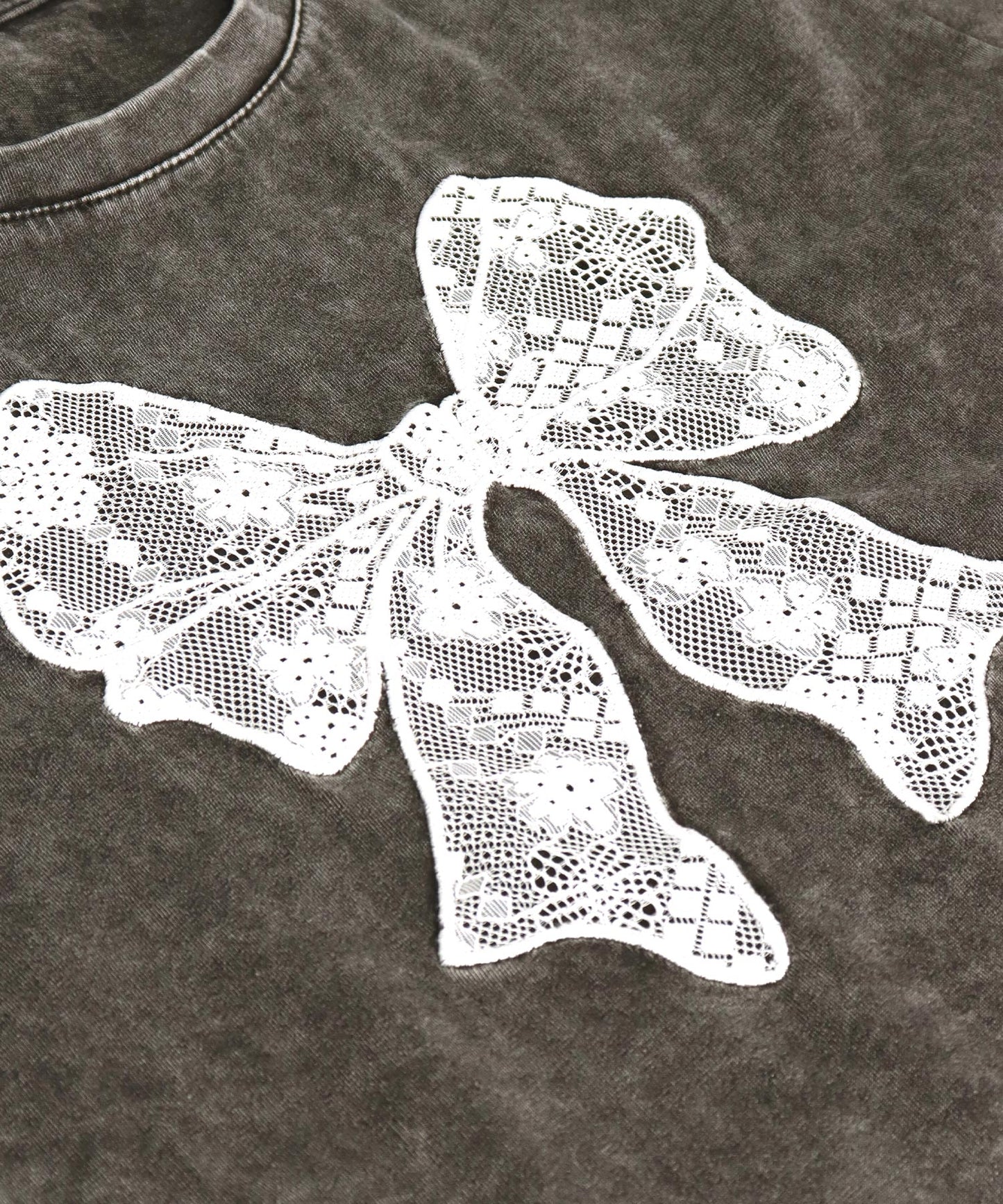 レース リボン ピグメント サイド シャーリング Tシャツ 153-5736