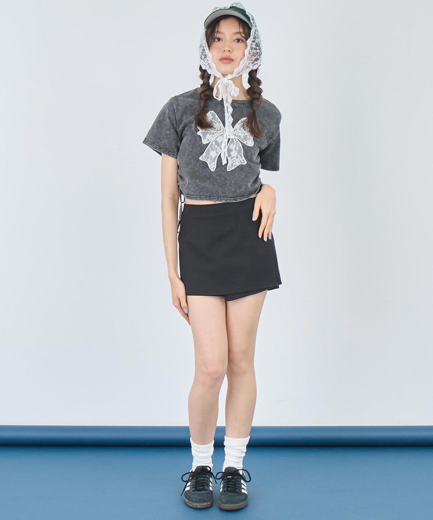 レース リボン ピグメント サイド シャーリング Tシャツ 153-5736