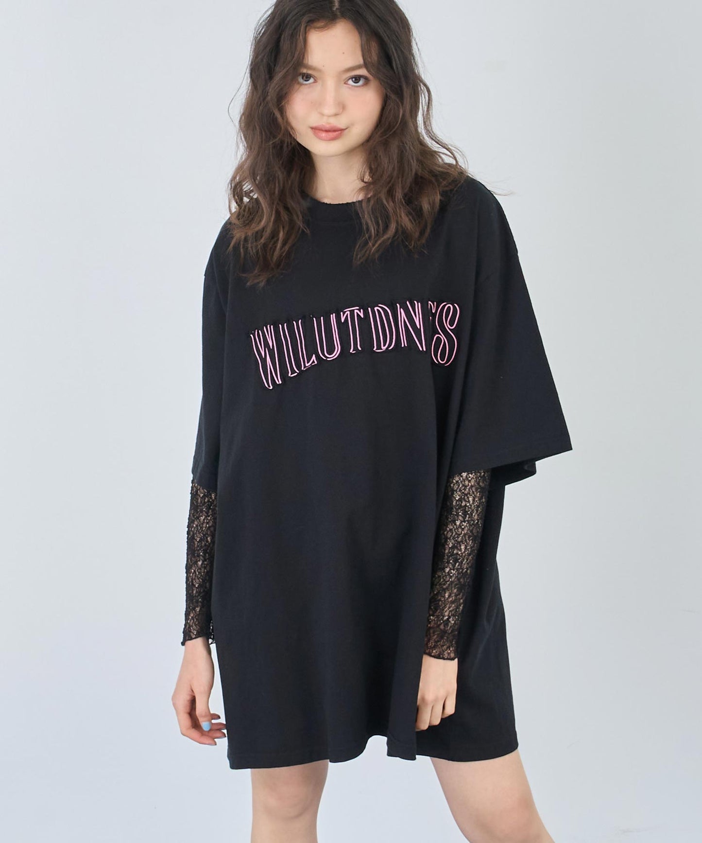 リメイク風 ステッチ ロゴ ビッグシルエット Tシャツ 153-5742