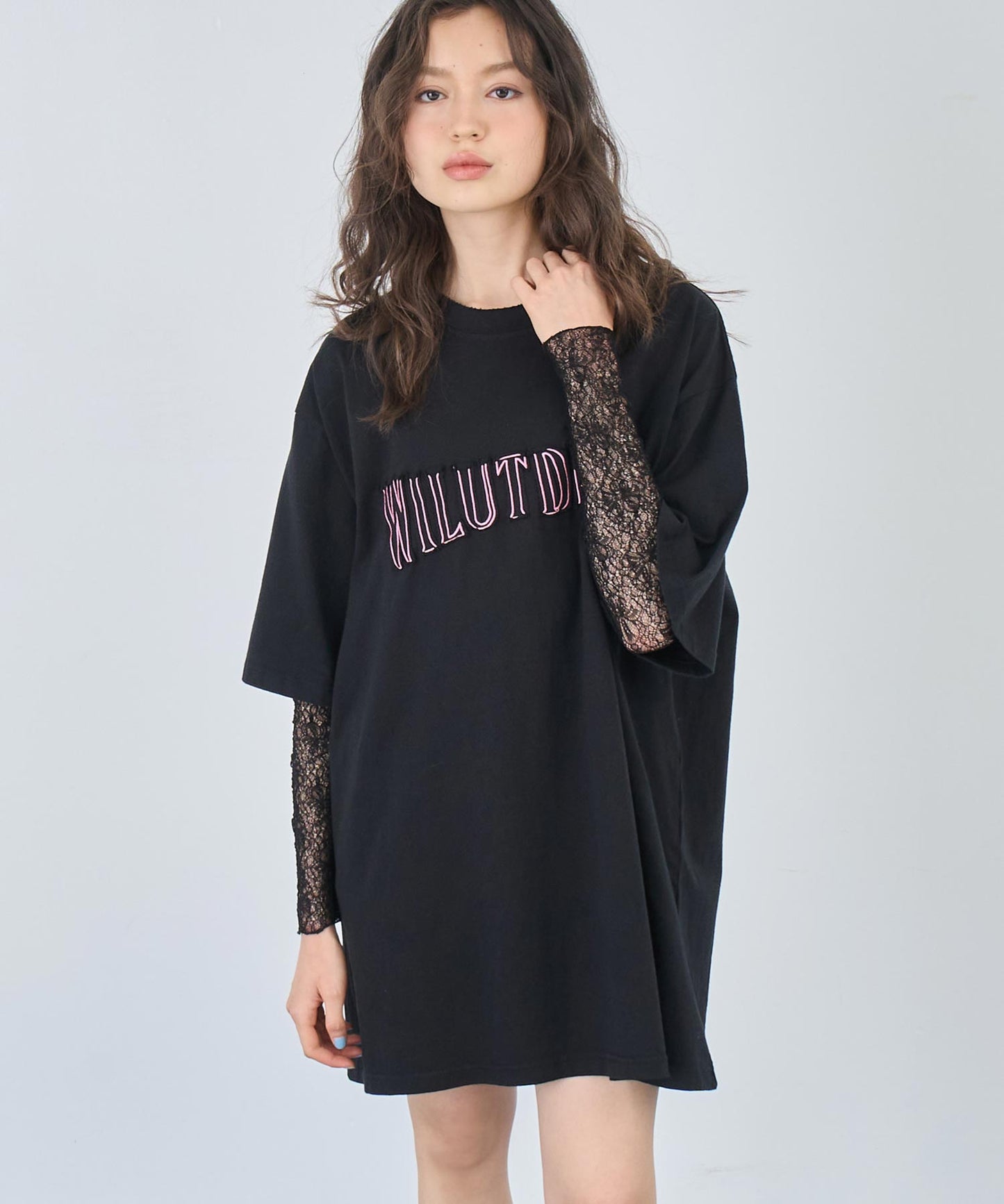 リメイク風 ステッチ ロゴ ビッグシルエット Tシャツ 153-5742