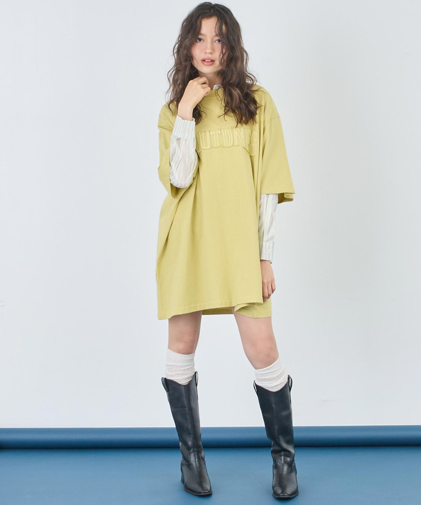 リメイク風 ステッチ ロゴ ビッグシルエット Tシャツ 153-5742