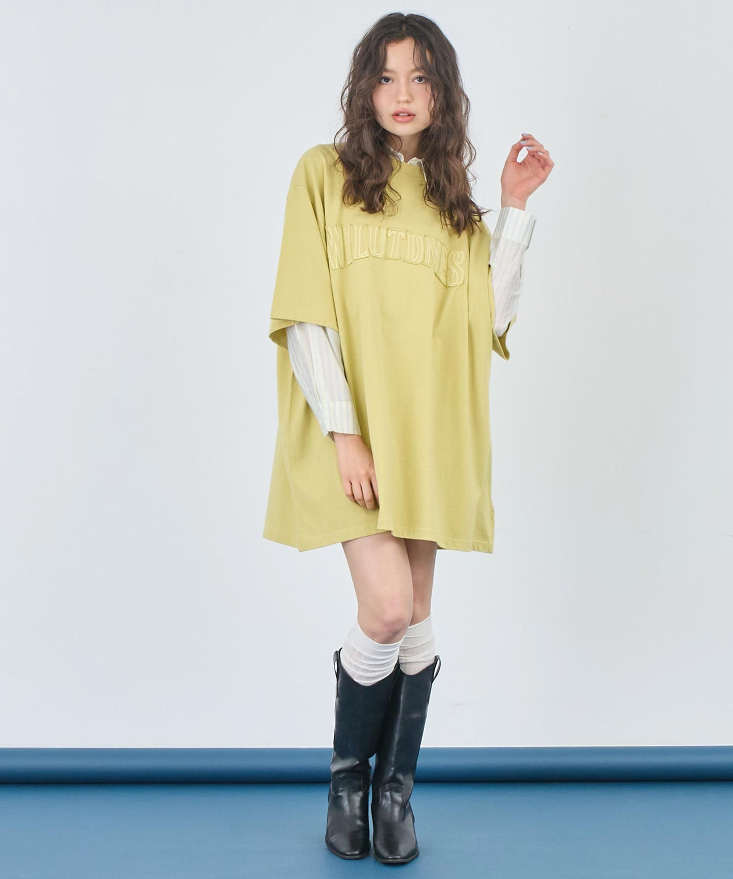 リメイク風 ステッチ ロゴ ビッグシルエット Tシャツ 153-5742