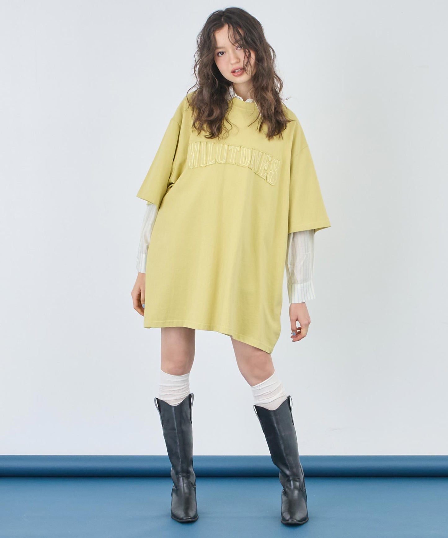 リメイク風 ステッチ ロゴ ビッグシルエット Tシャツ 153-5742