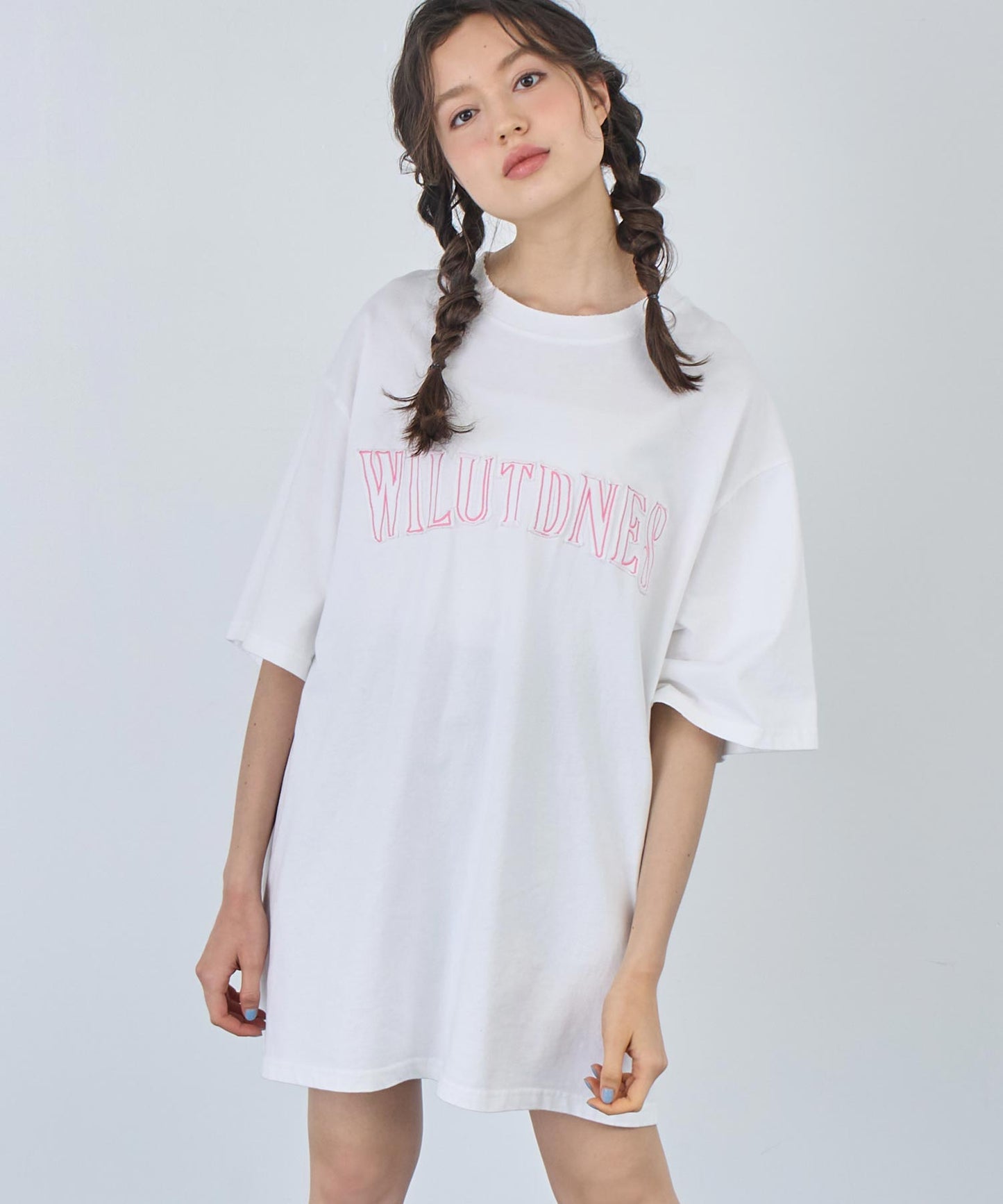リメイク風 ステッチ ロゴ ビッグシルエット Tシャツ 153-5742