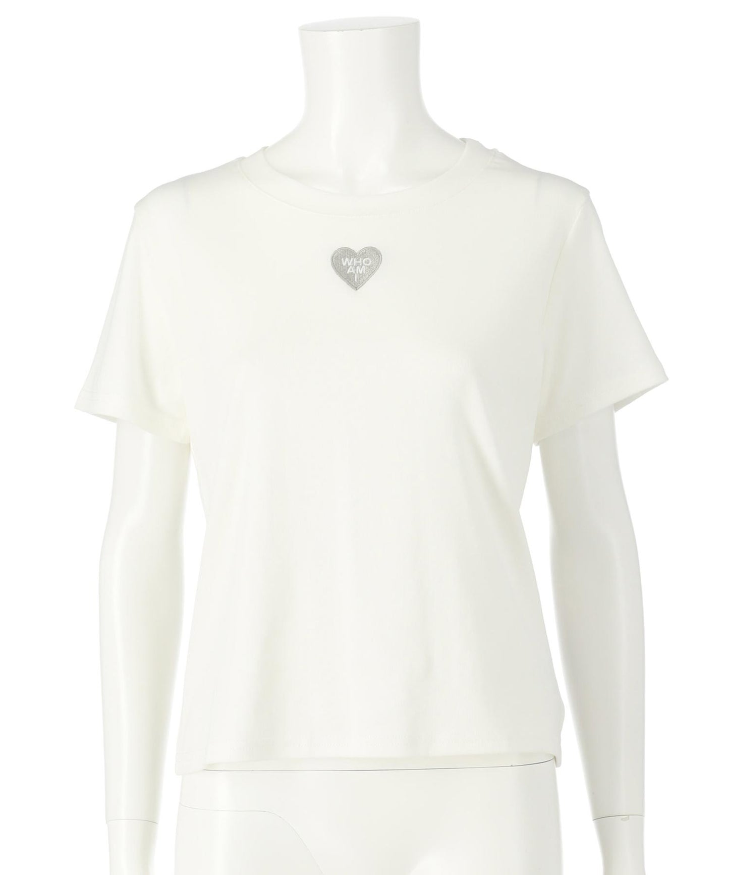 同色トーン ハート 刺繍 Tシャツ 153-5776