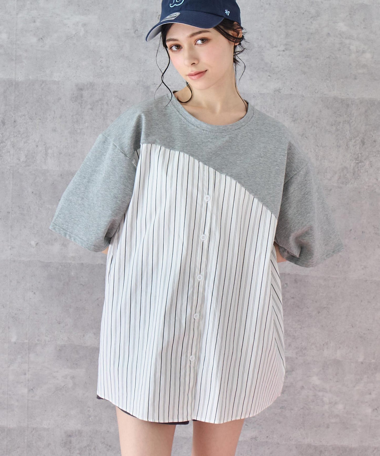 シャツ ドッキング デザイン Tシャツ 153-5788