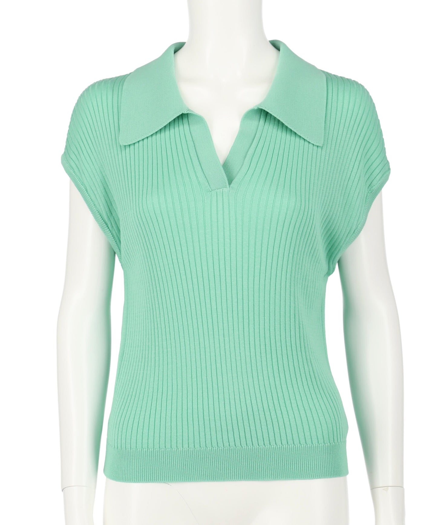 ノースリーブ サマー ニット ポロ トップス 153-5791