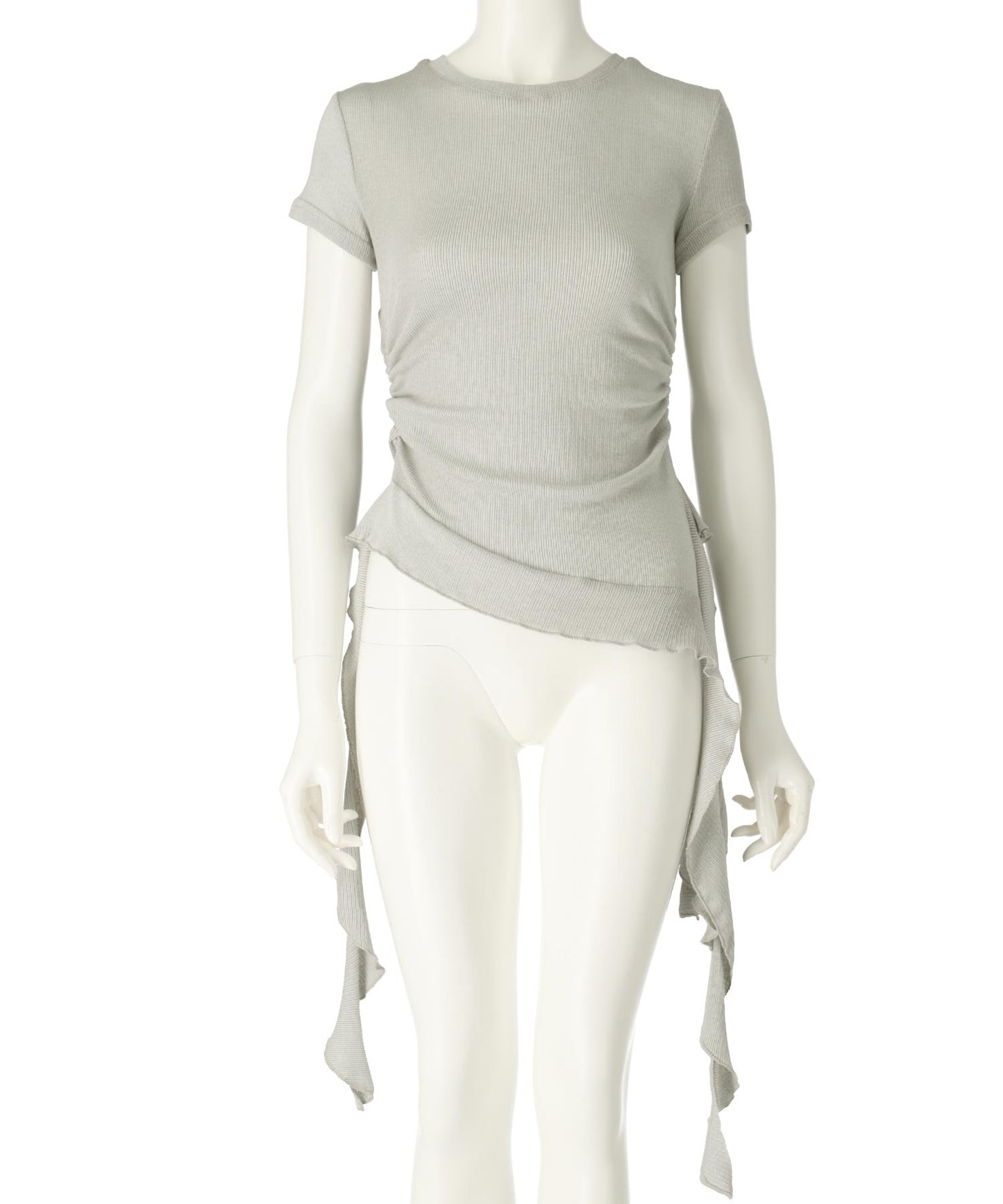 裾アシメ 半袖ニット トップス 153-5810