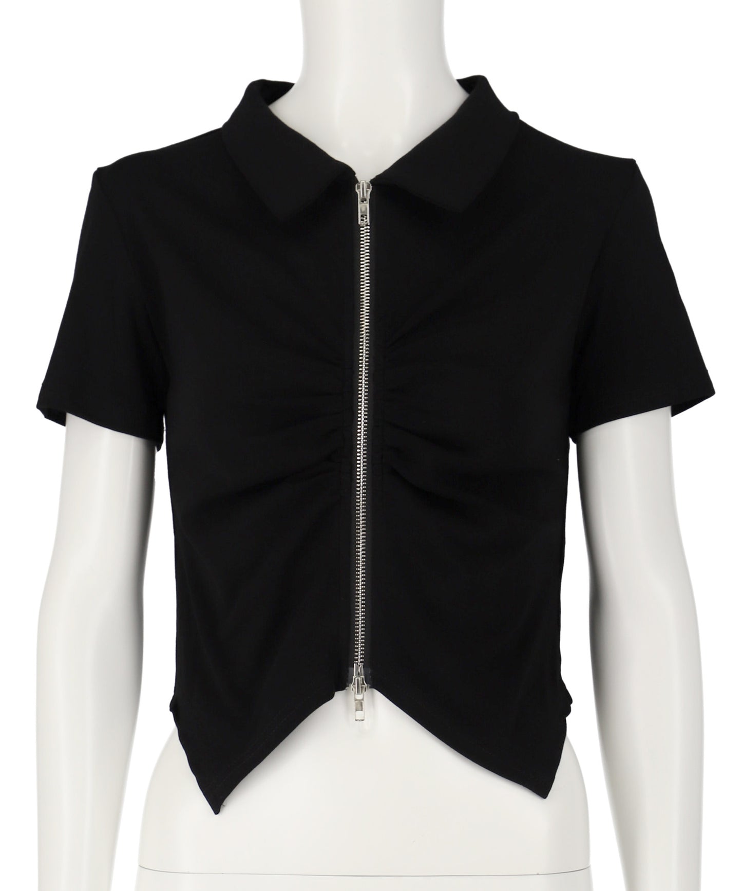 ギャザー ZIP 半袖 トップス 153-5811