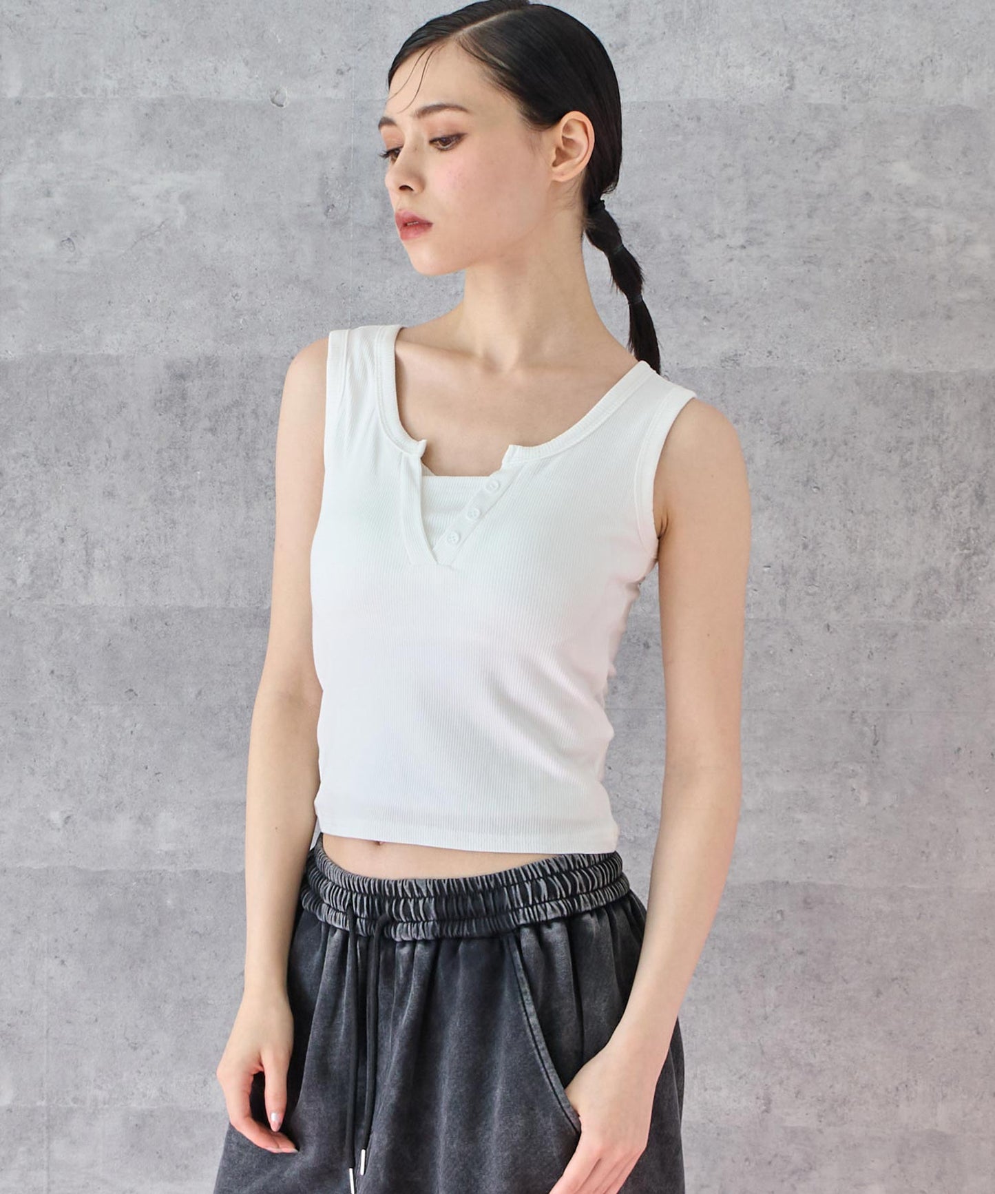 重ね着風 リブ タンクトップ 153-5820
