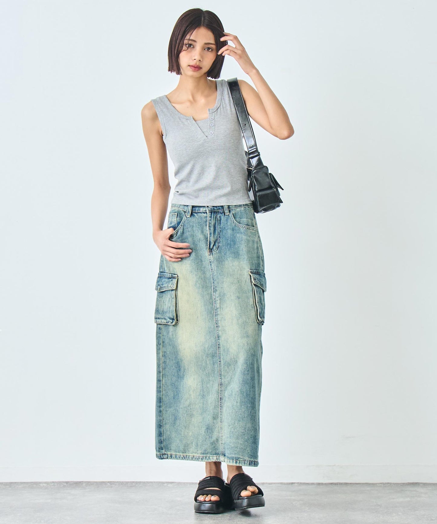 重ね着風 リブ タンクトップ 153-5820