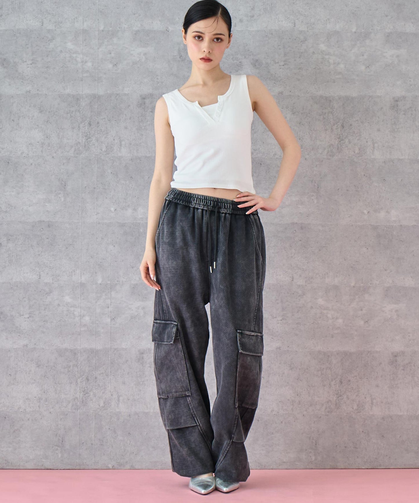 重ね着風 リブ タンクトップ 153-5820