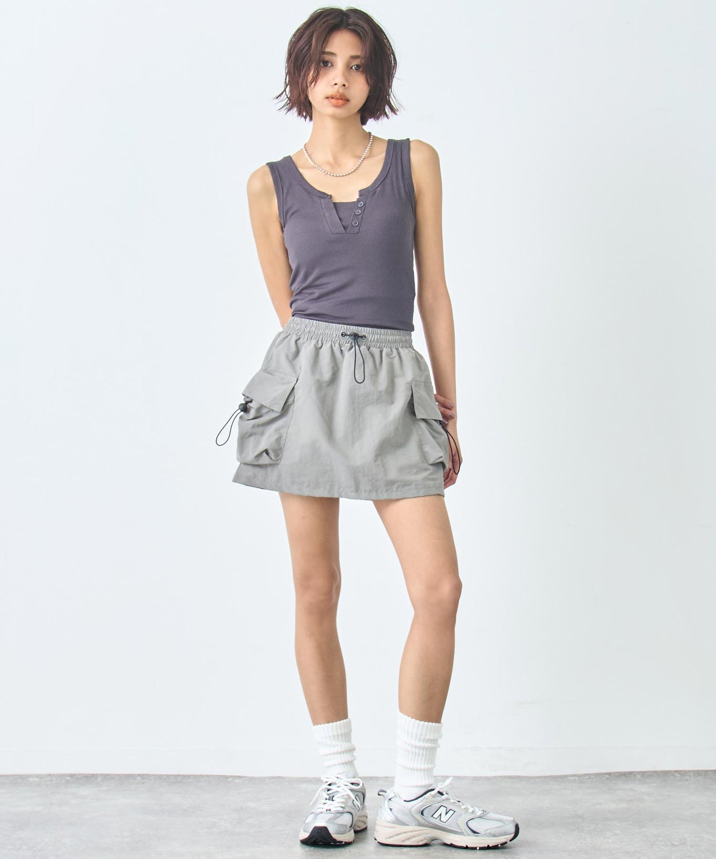 重ね着風 リブ タンクトップ 153-5820