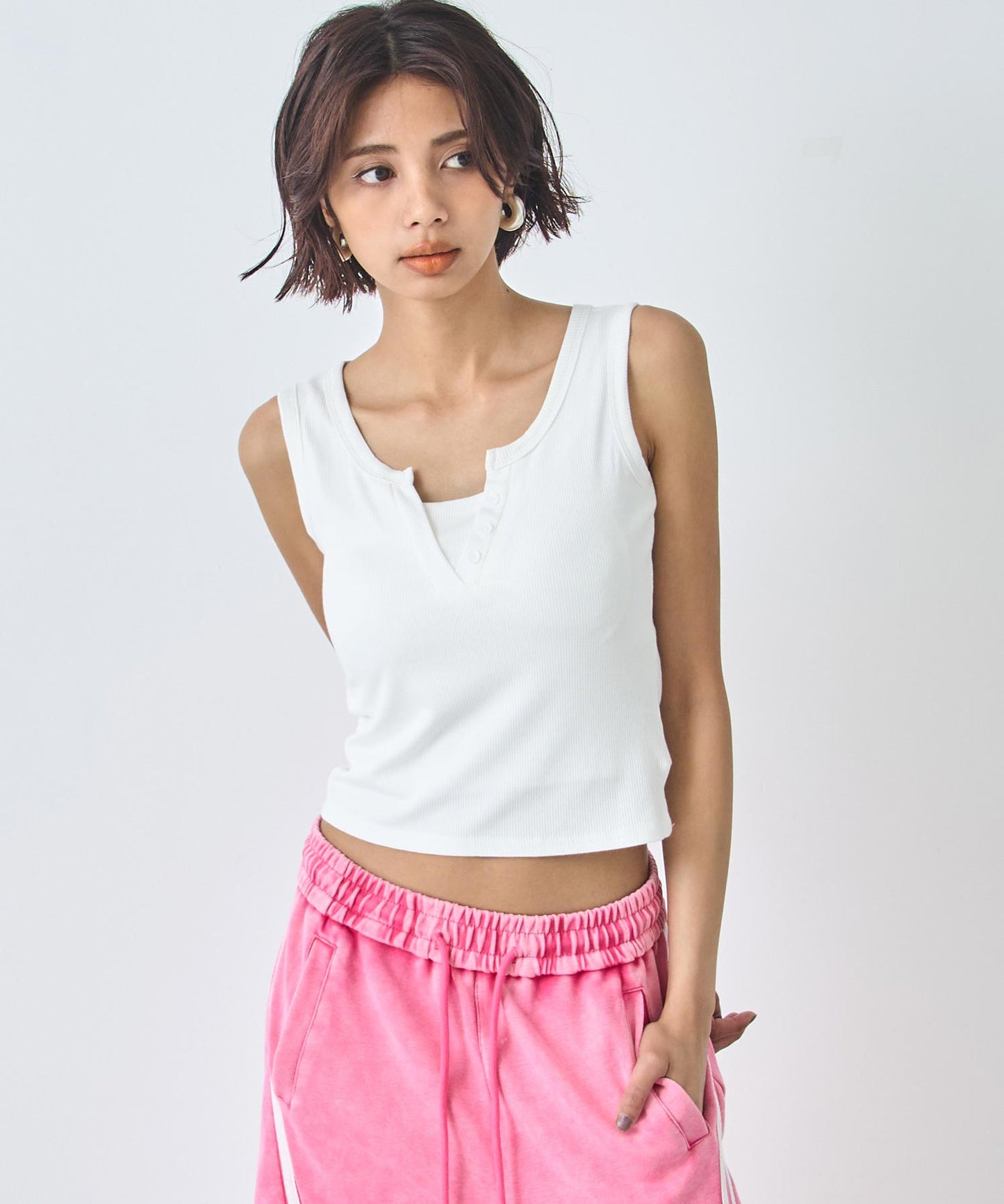 重ね着風 リブ タンクトップ 153-5820