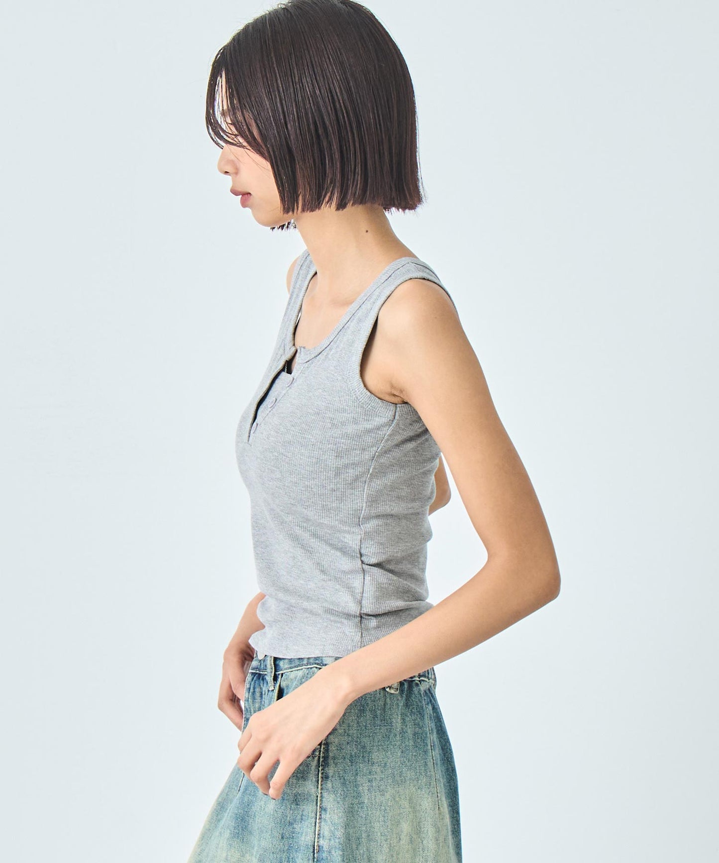 重ね着風 リブ タンクトップ 153-5820