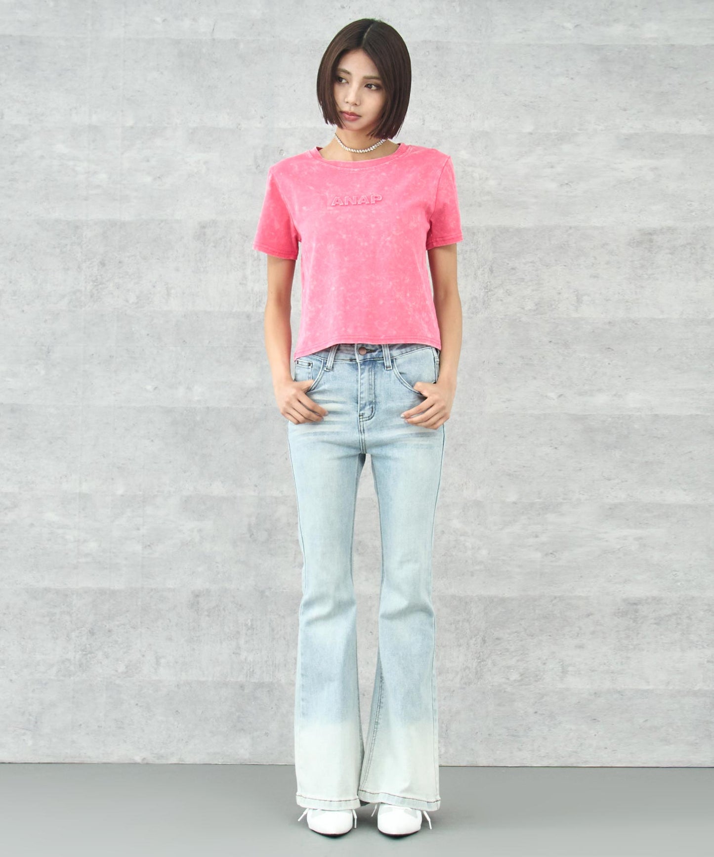 ANAP エンボス ロゴ 加工 Tシャツ 153-5873