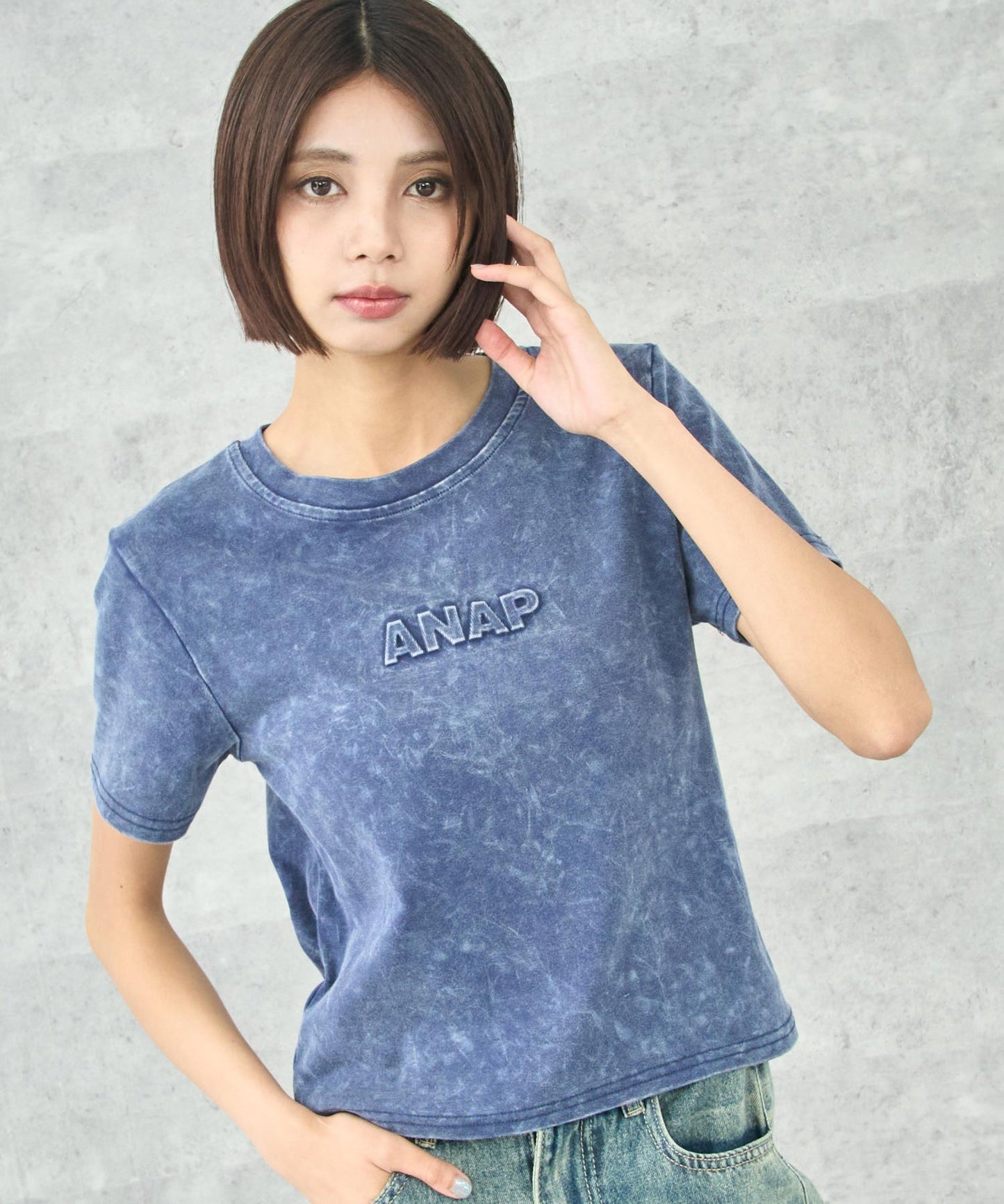 ANAP エンボス ロゴ 加工 Tシャツ 153-5873