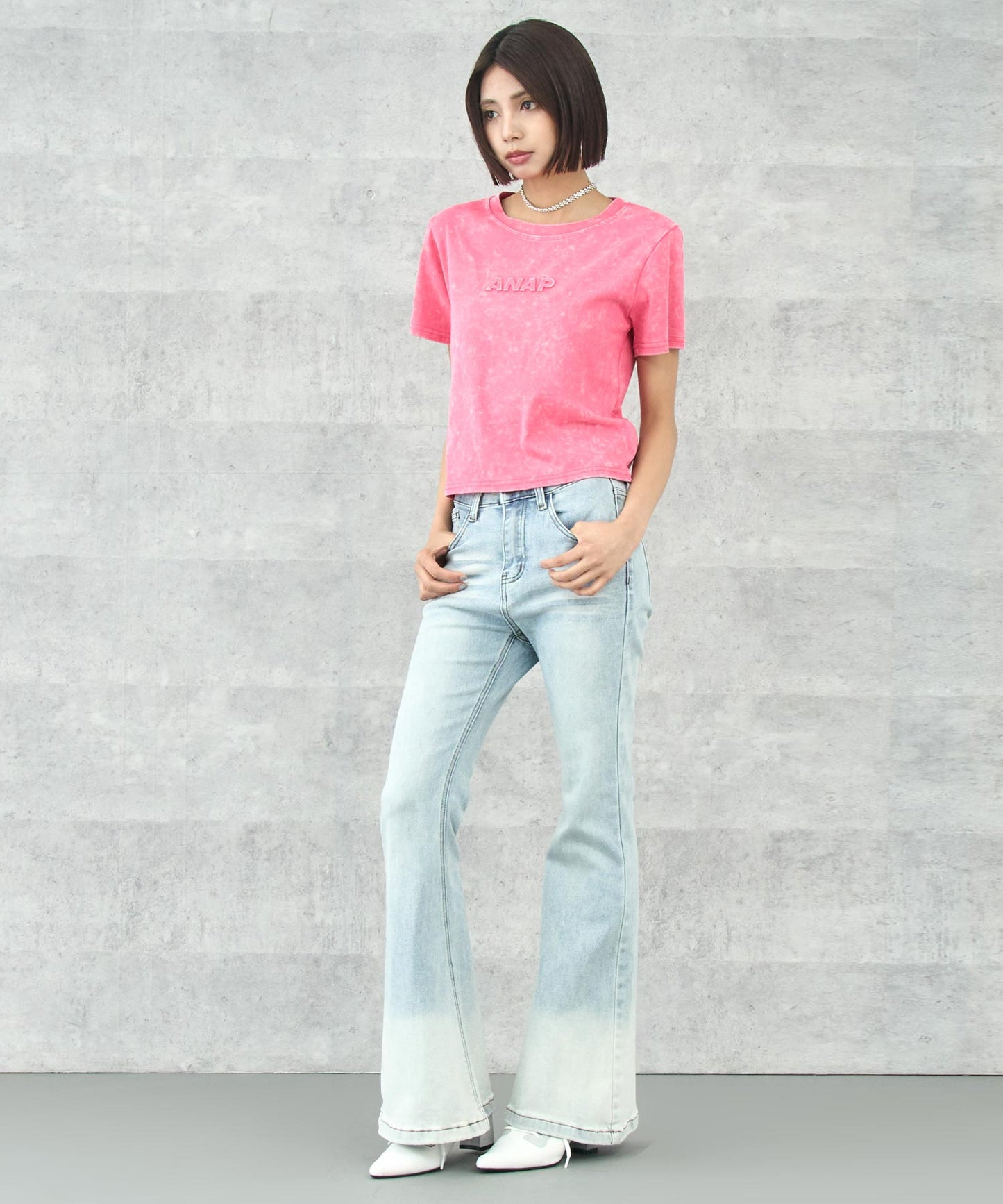 ANAP エンボス ロゴ 加工 Tシャツ 153-5873