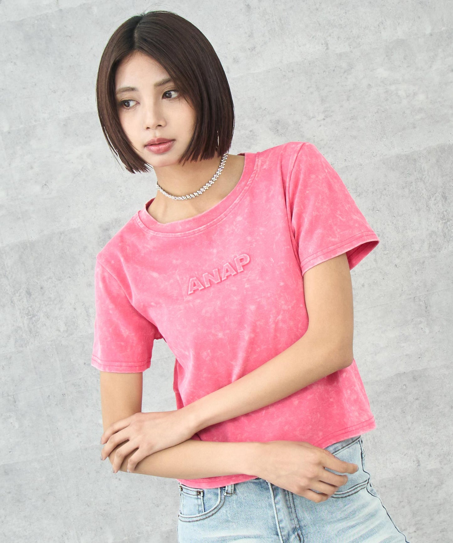 ANAP エンボス ロゴ 加工 Tシャツ 153-5873