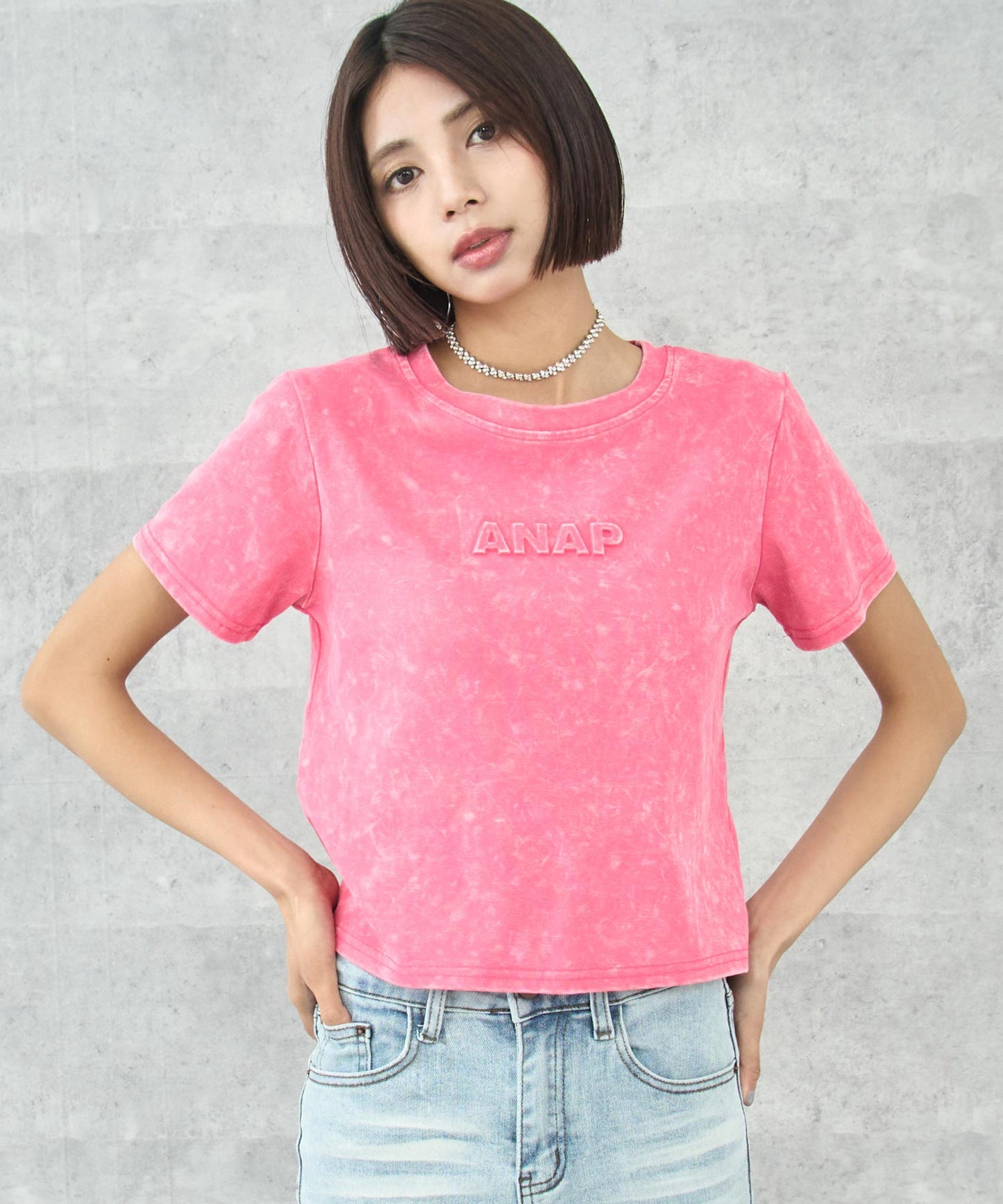 ANAP エンボス ロゴ 加工 Tシャツ 153-5873