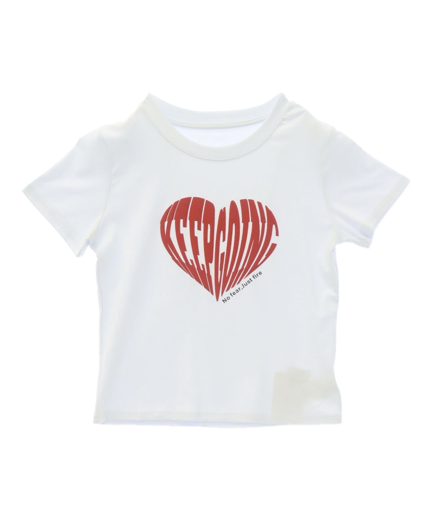 発泡 プリント ハート ロゴ タイト Tシャツ 153-5880