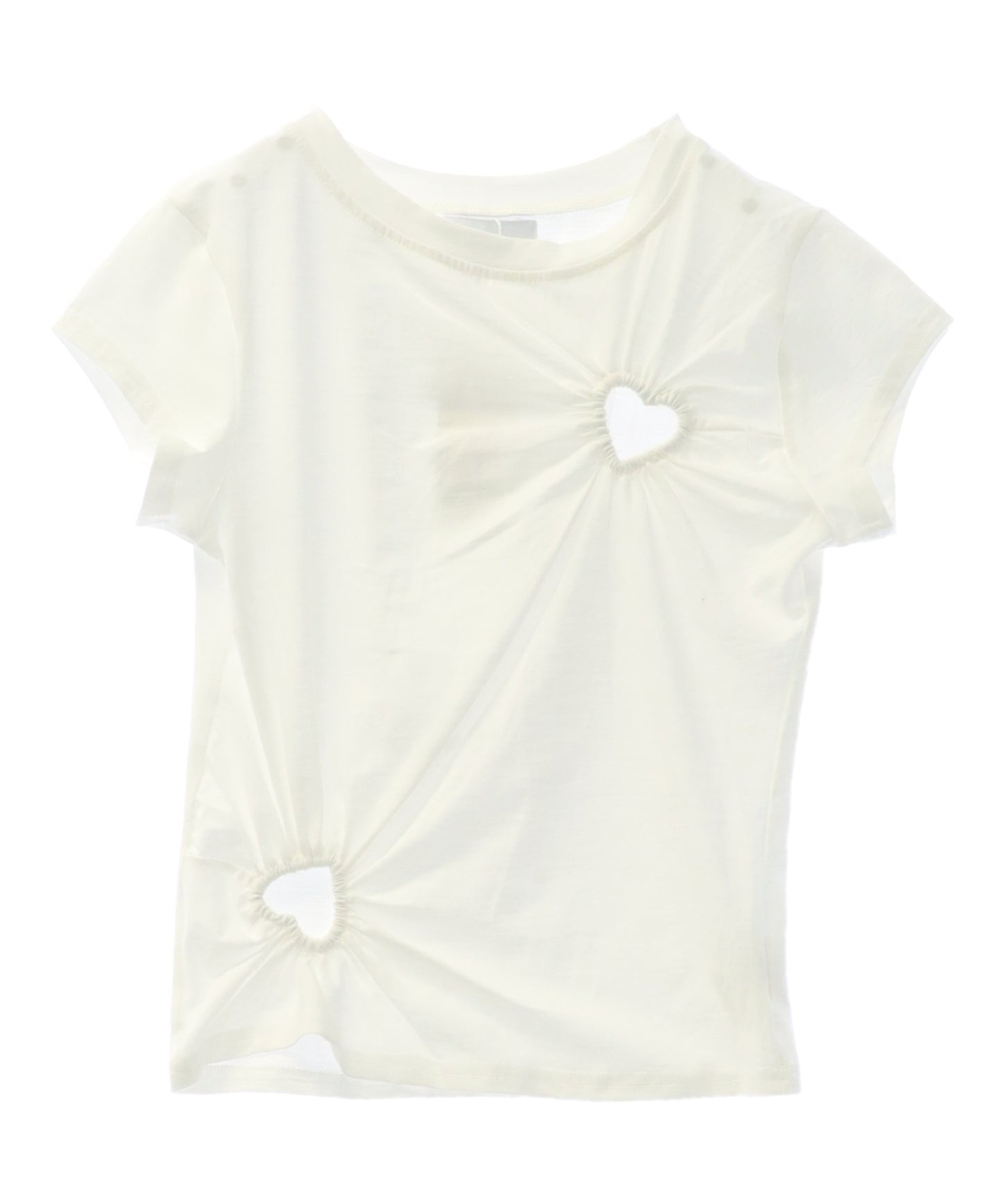 くり抜き ギャザー ハート ストレッチ Tシャツ 153-5889