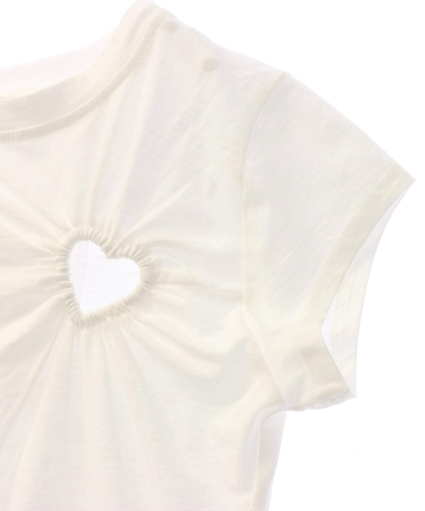 くり抜き ギャザー ハート ストレッチ Tシャツ 153-5889