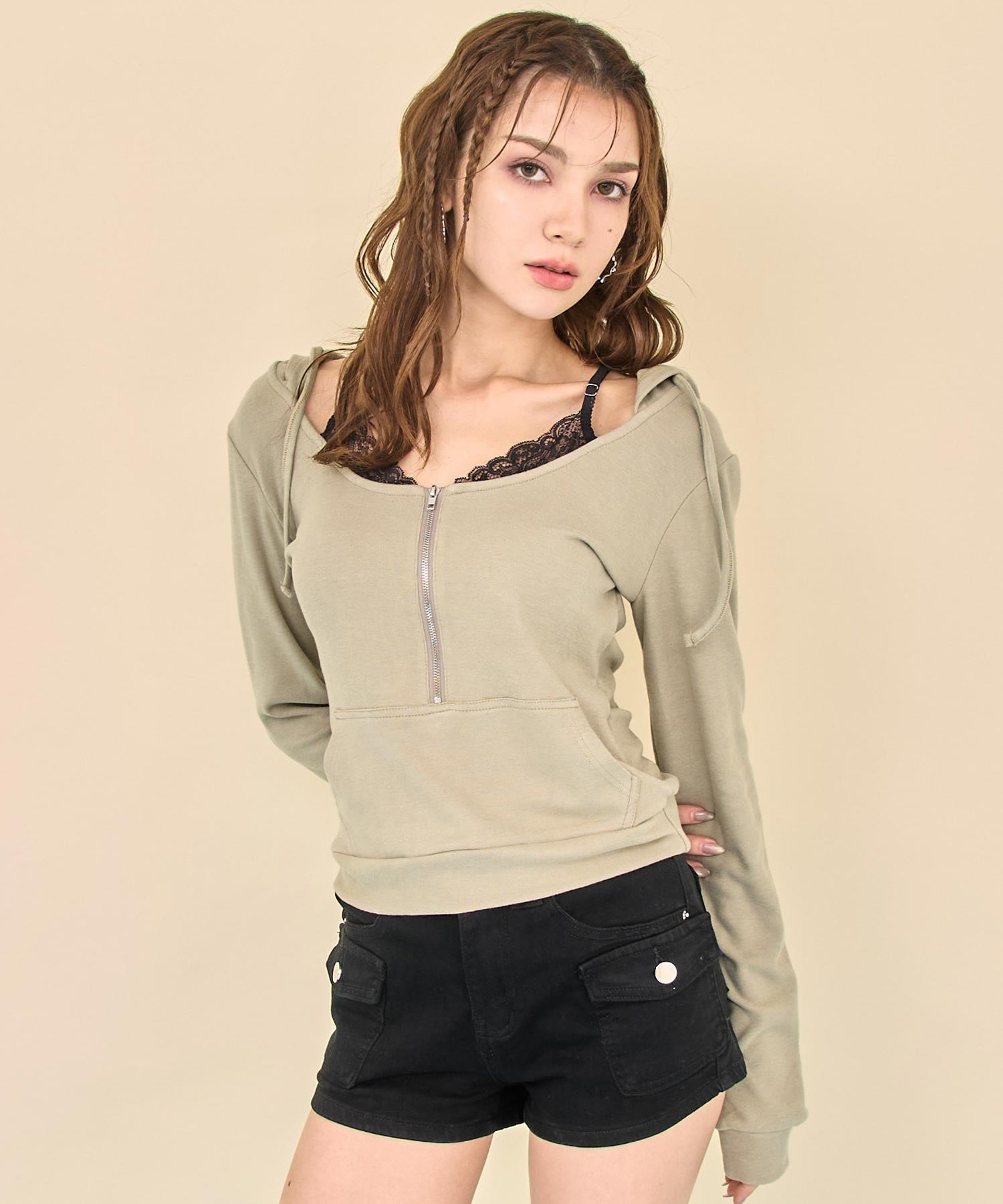 レースドッキング ハーフジップ トップス 153-5988 – ANAP オンライン