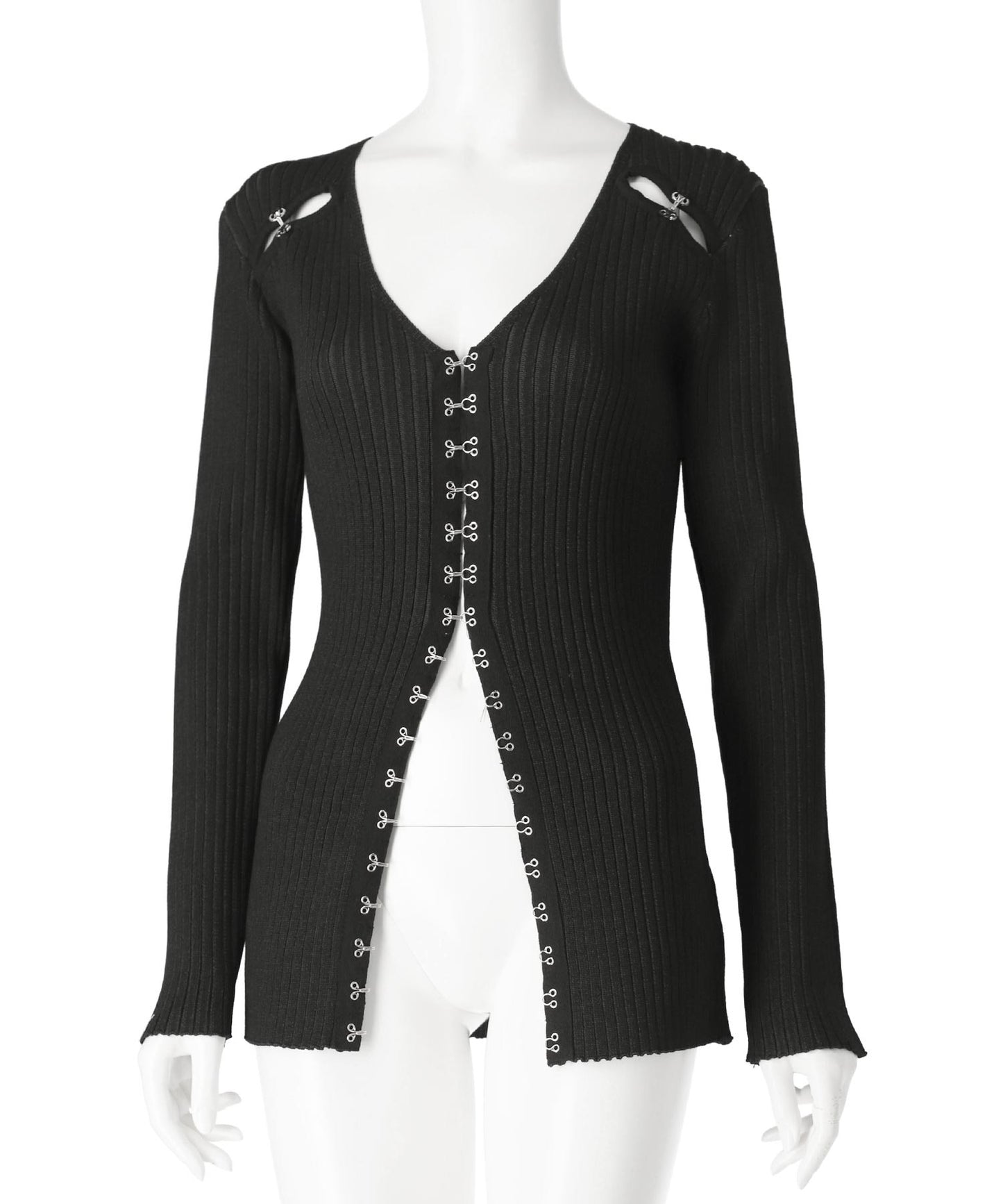 リブニット ホックデザイン カーディガン 154-5687