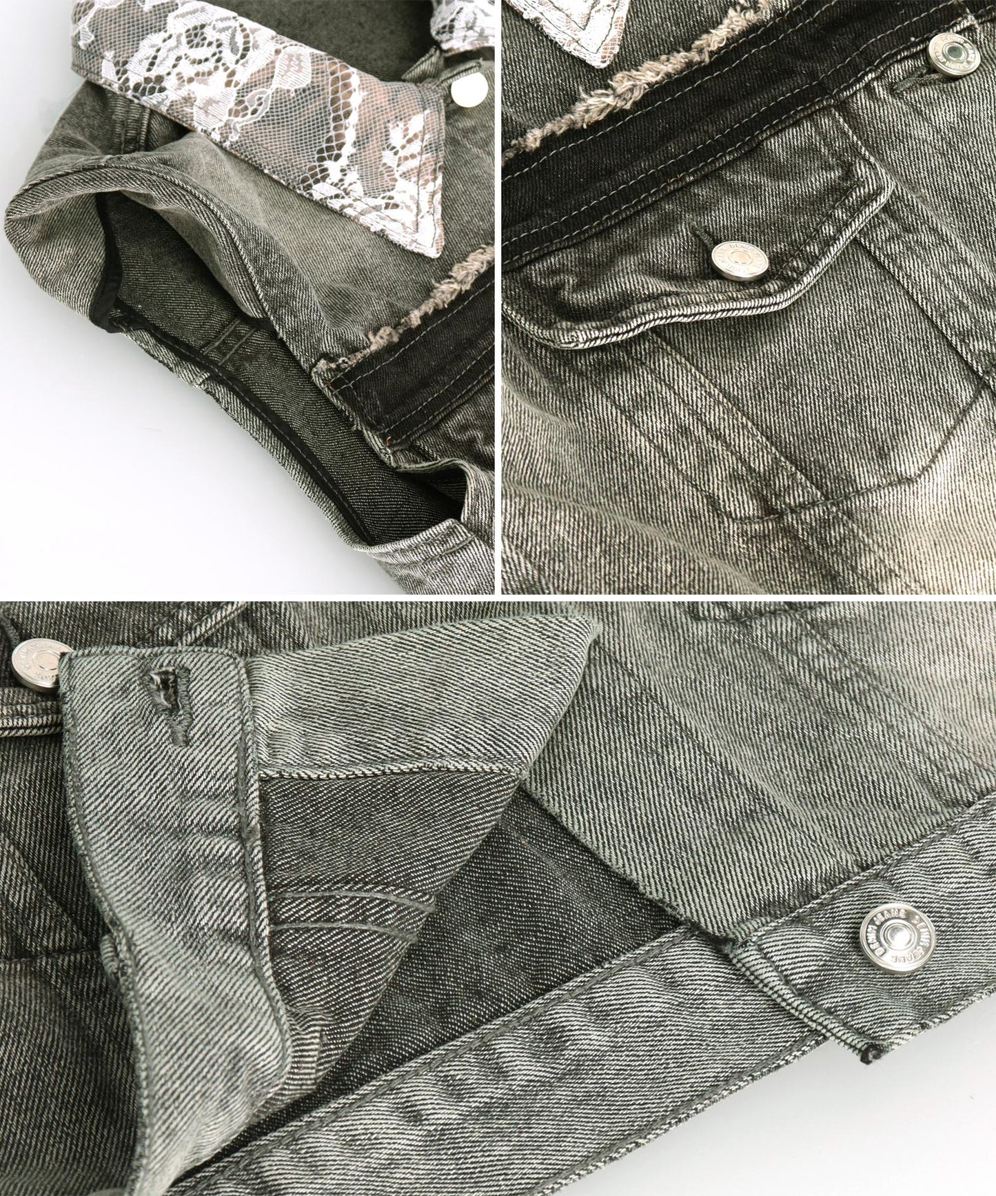 レース デニム クロップド ベスト 154-5732