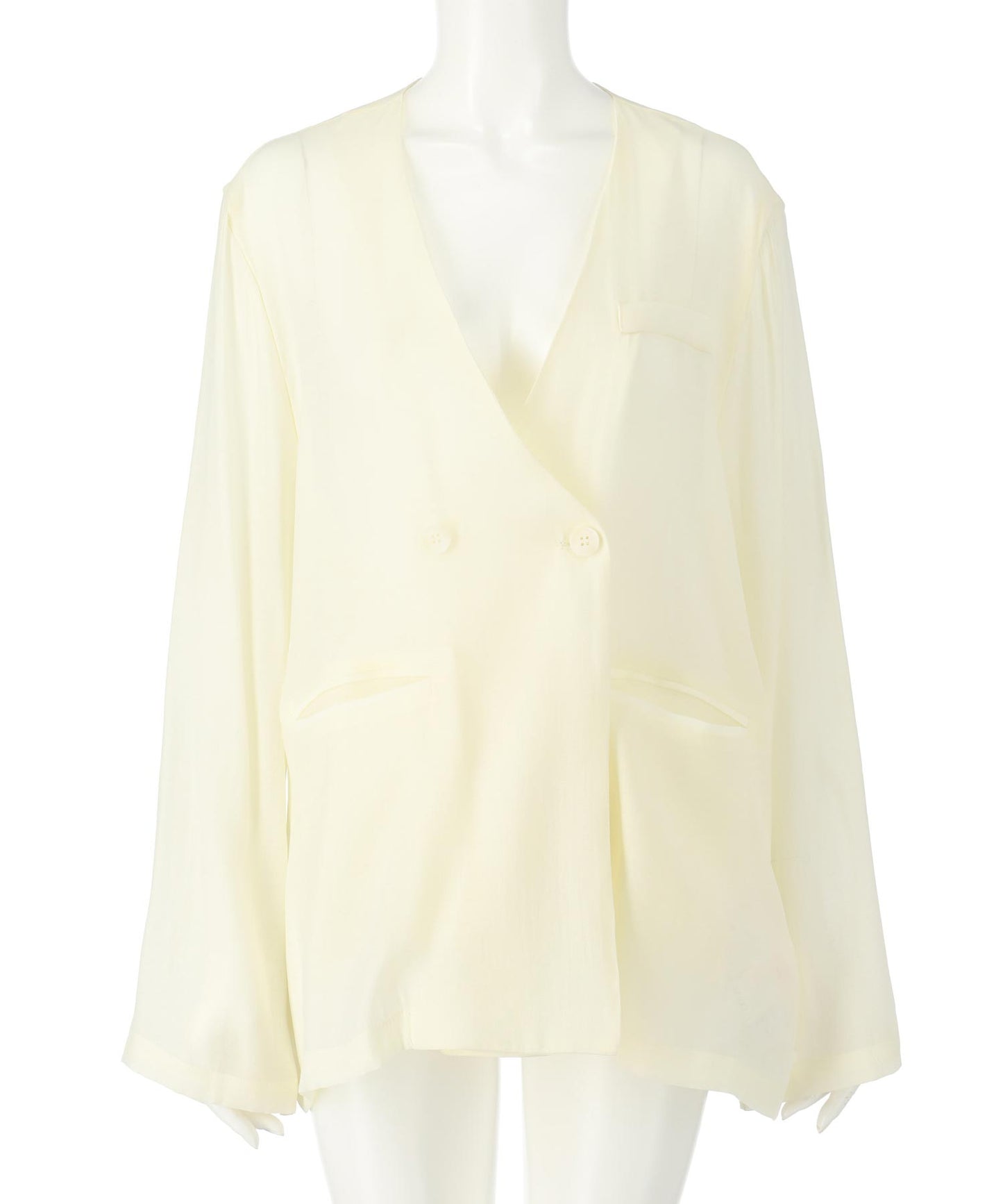 ノーカラー ダブルボタン シアー ジャケット 154-5797