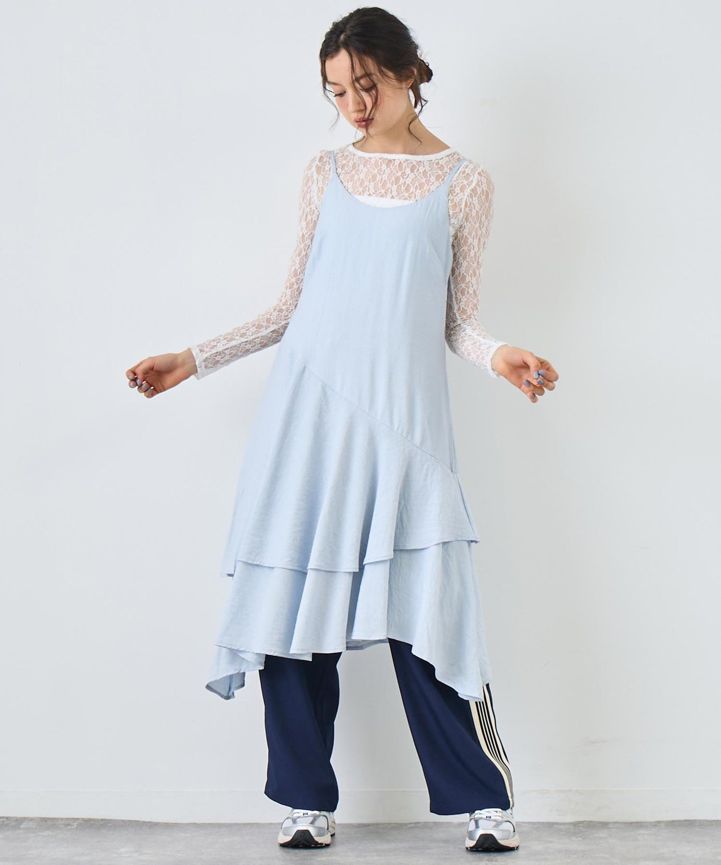 レース ロング ワンピース 長袖 157-5711