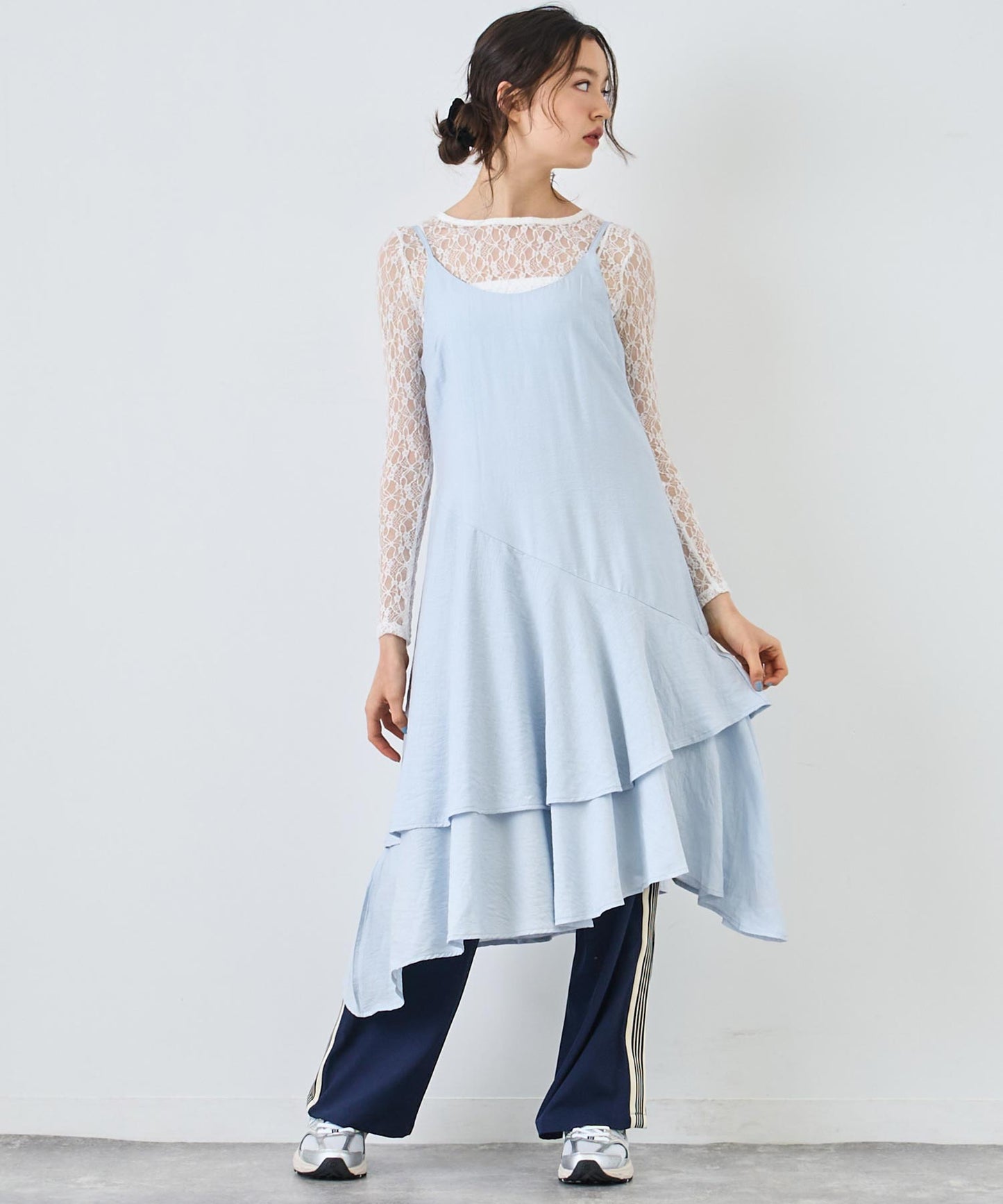 レース ロング ワンピース 長袖 157-5711