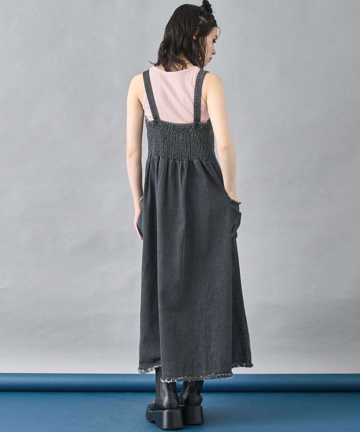 ZIP デニム フレアワンピース 157-5848